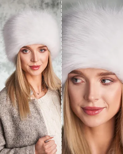 Vista 24 de Futrzane Sombrero clásico cosaco - Sombreros de piel sintética para mujer - Sombrero ruso peludo cálido