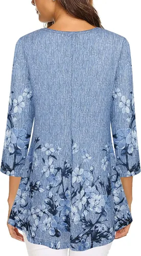 Vista 3 de Tencole Camisas de manga 34 para mujer, túnica elegante, ropa casual con estampado floral