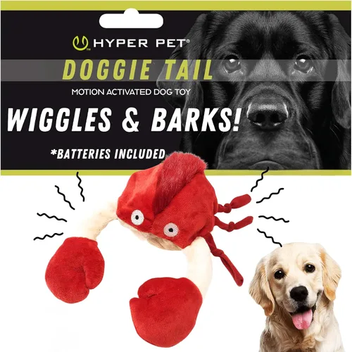 Vista 13 de Juguetes de peluche interactivos para perros Hyper Pet Doggie Tail (se mueve, vibra y ladra, juego estimulante) Durable boredom buster with