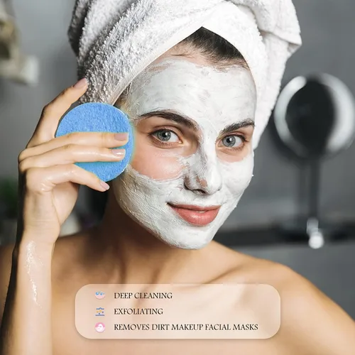 Vista 5 de Patelai 120 esponjas faciales comprimidas para esteticistas, eliminación de maquillaje facial, almohadilla de esponja de limpieza, exfoliante, spa