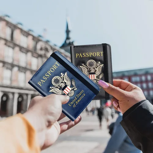 Vista 7 de Herain Soporte para pasaporte, cartera para pasaporte, funda para pasaporte, accesorios de viaje, funda de metal para pasaporte, libro de pasaporte