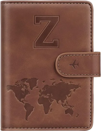 Vista 85 de Funda para Pasaporte Personalizada con Letra de la A a la Z, Billetera de Viaje con Bloqueo RFID, Funda para Pasaporte, Estuche para Pasaporte