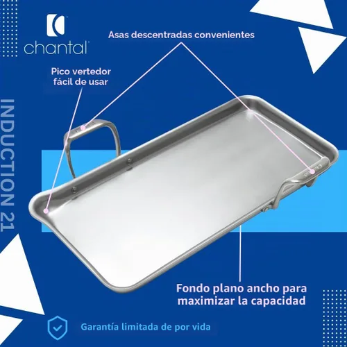 Vista 3 de Chantal Plancha de acero inoxidable, 19" x 9.5