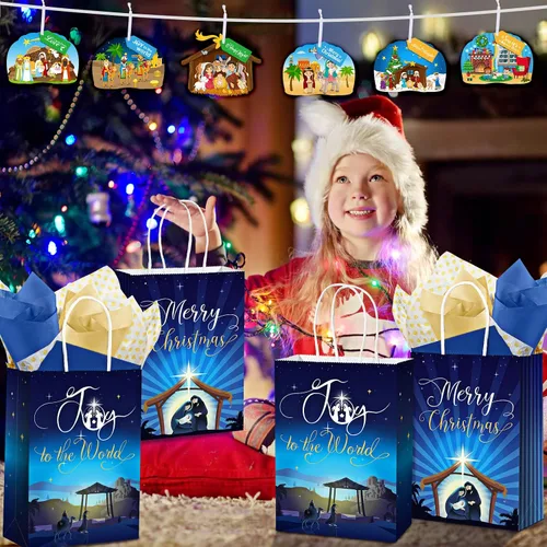 Vista 6 de Paquete de 36 kits de manualidades navideñas para hacer un pesebre navideño cristiano. Adornos colgantes de escena del pesebre. Kits de manualidades