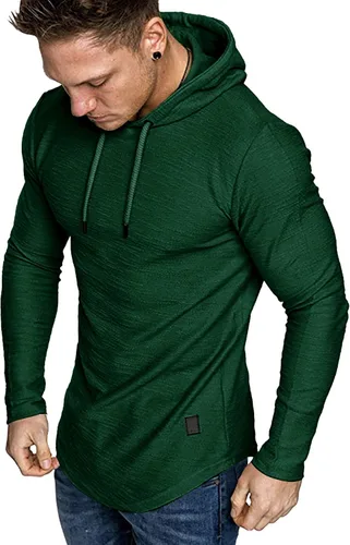 Vista 12 de Lexiart Sudadera deportiva con capucha para hombre, color liso, forro polar