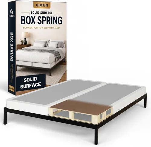 Vista 13 de Treaton, Cama Queen sin ensamblar – Somier de madera de 2.5 pulgadas – Fabricado en Estados Unidos – Silencioso sin ruido – Base de colchón