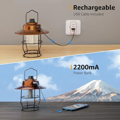 Vista 6 de Lepro Bundle - 2 artículos: Linterna de camping LED recargable vintage Lepro y LE LED linterna de camping recargable, 1000LM, 4 modos de luz