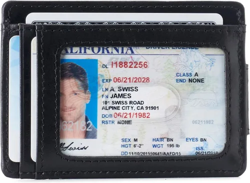 Vista 2 de Alpine Swiss Harper - Cartera de piel minimalista con clip para dinero, con bolsillo frontal, para hombre