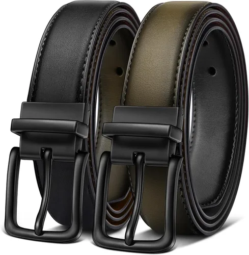 Vista 16 de BULLIANT Cinturón de cuero reversible para hombre, recortable, 1.25 Negro/Café Antiguo1033