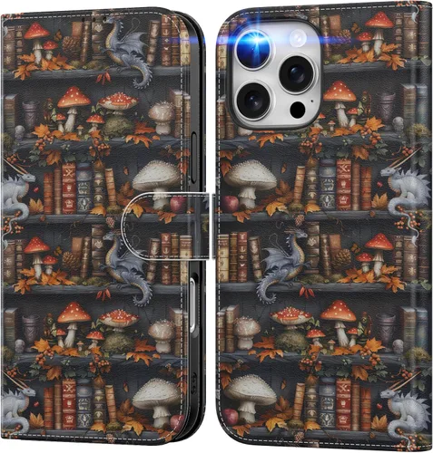 Vista 16 de DEENAKIN Funda tipo cartera para iPhone 15 con tarjetero + clip para efectivo, bloqueo RFID, protección contra caídas de grado militar y obras