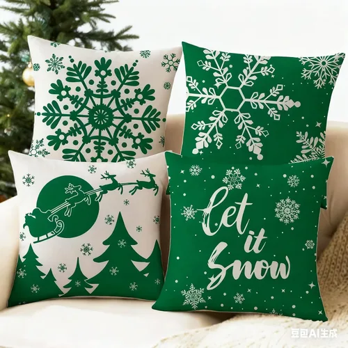 Vista 10 de JOJOGOGO Fundas de almohada de Navidad en blanco y negro 18x18, juego de 4, fundas de almohada decorativas de invierno con copos de nieve para sofá