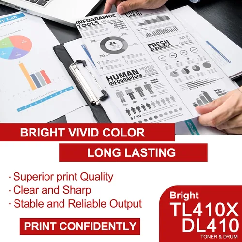 Vista 3 de 1 Pack Black TL410X Toner Cartridge & 1 Pack DL410 Drum Unit Compatible, Replacement for Pantum Series - Compatible with: P3010D/DW M6700D/DW