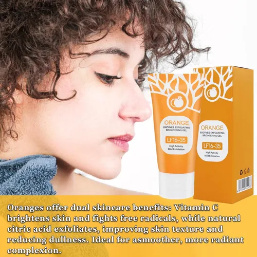 Vista 5 de Charunee Gel exfoliante de enzimas naranjas para cara y cuerpo, gel blanqueador exfoliante naranja, para exfoliante facial, hidratante, limpieza