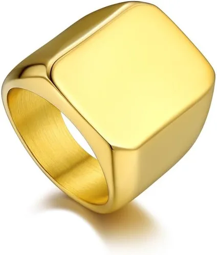 Vista 17 de Bandmax Anillos de sello para hombre, acero inoxidable, chapado en oro de 14 quilates, negro, minimalista, simple, anillo para hombres y mujeres