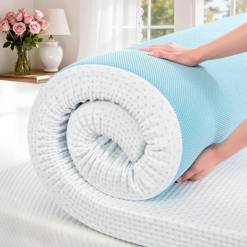 Vista 11 de SyMax Cubrecolchón de espuma viscoelástica, con infusión de gel, transpirable, para dormitorio, certificado CertiPUR-US, 3 pulgadas