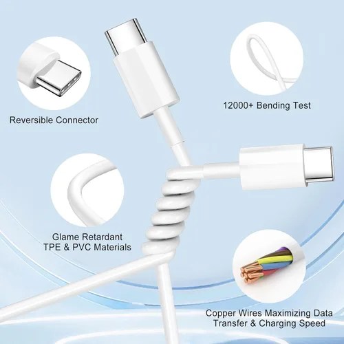 Vista 5 de Cargador A/C de doble puerto para iPhone 17 16 15, doble cargador USB A/C, bloque de carga rápida, paquete de 2 cargadores USB C rápidos de carga