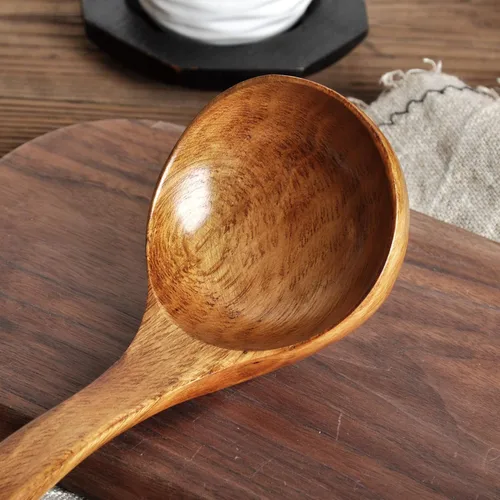 Vista 5 de FJNATINH Cucharón de Madera con Mango Largo, Cucharón de Sopa Hecho a Mano para Cocina