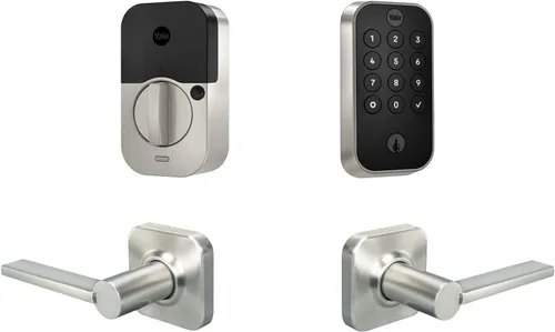 Vista 7 de Yale Assure Lock 2 - Cerradura con teclado y Bluetooth con palanca Norwood en cuero negro satinado