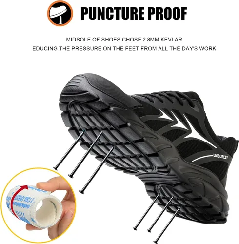 Vista 3 de LIWEGHT Zapatos de punta de acero para mujer, zapatos de seguridad ligeros para mujer, cómodos zapatos de punta de acero compuestos, zapatos