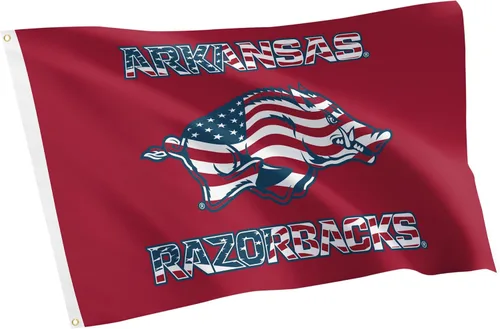 Vista 8 de Desert Cactus Bandera Razorbacks de la Universidad de Arkansas 3x5 para Rojo