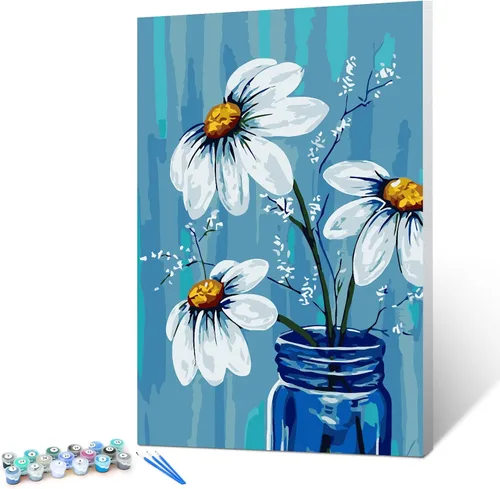 Vista 12 de Ginkko Kit de pintura por números para adultos, principiantes y niños de 8 a 12 años con marco de madera, fácil acrílico sobre lienzo de 8 x 12