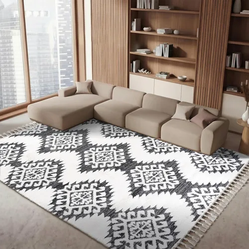 Vista 45 de SAFAVIEH - Alfombra de acento de la colección de borlas marroquíes Shag - 2'3" x 4', marfil y marrón, estilo bohemio, no suelta pelo y de fácil
