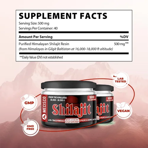 Vista 3 de Shilajit orgánico puro del Himalaya, 2 paquetes de 0.7 onzas (0.71 oz), el suplemento Shilajit contiene fúlvico, ácido húmico natural y más de 85