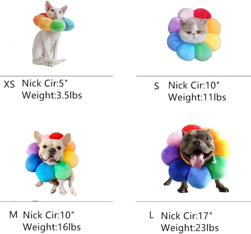 Vista 3 de Collar de recuperación ajustable para mascotas, protector de recuperación de heridas de cono para mascotas, borde suave, para mascotas, gatitos