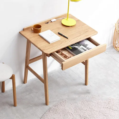 Vista 2 de TOMYEUS Escritorio para computadora de estudio, moderno y simple, escritorio multifuncional, mesa de estudio compacta con agujero para cable, cajón