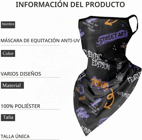 Vista 3 de Protector solar para colgar la oreja, protección UV, transpirable, bufanda elástica antideslizante, máscara facial Estilo A+e
