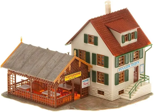 Vista 2 de Faller 130269 Village Inn con soporte de banda HO Scale Kit de construcción