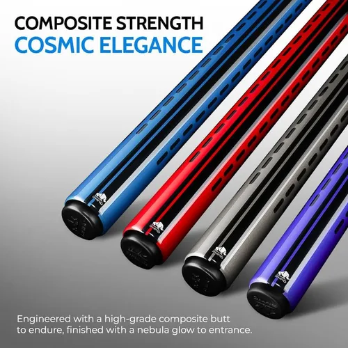 Vista 8 de RHINO Nebula 2 Pool Cue - Premium Carbon Fiber Shaft & Composite Butt. Time Crystal Tip, Pro Taper Design. 3/8-8 Joint, Wrapless. Low Deflection