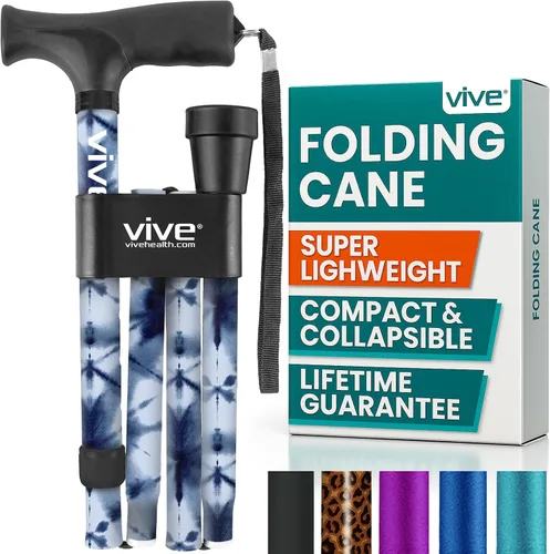Vista 15 de Bastón plegable Vive, bastón de peso ligero robusto para hombres y mujeres, diseño plegable para la portabilidad y la conveniencia, acabado liso