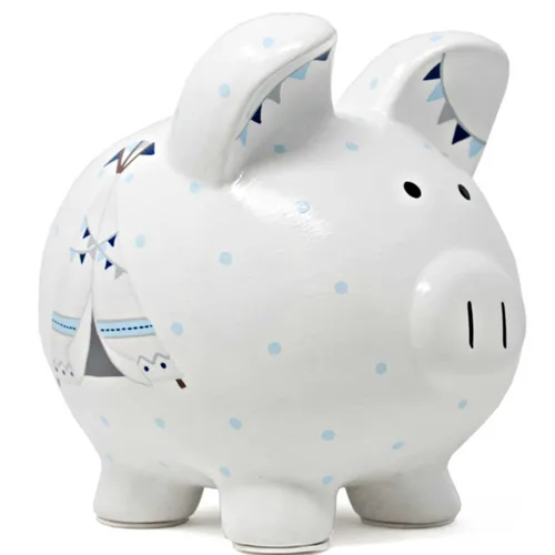 Vista 8 de Child to Cherish Cerdito de cerámica para niños, avión de papel