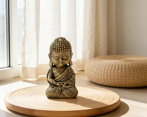 Vista 4 de Estatua de Buda para bebé, decoración de interior, 8 pulgadas, de resina, oración, estatua de Buda espiritual, decoración de habitación, regalos zen