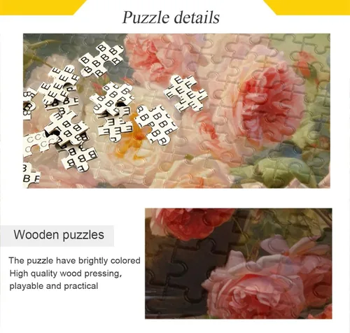 Vista 2 de Flower Vintage Jigsaw Puzzles 500 Pieces for Adults with Mesh Storage Bag 2011409