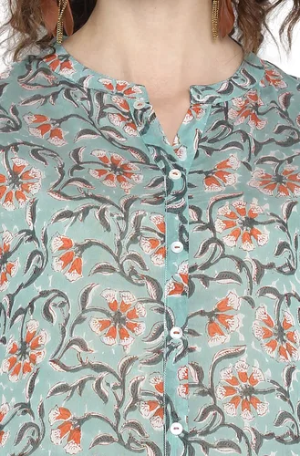 Vista 6 de Janasya Kurti indio de algodón puro para mujer