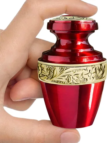 Vista 9 de Urna roja clásica para cenizas para adultos, hombre o mujer, urnas de cremación grandes para cenizas humanas, urna funeraria conmemorativa