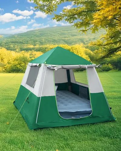 Vista 9 de CORANI Tiendas inflables de 14.1'x6.5'x9' para acampar, tienda de aire inflable portátil para 6/8/10 personas, impermeable, resistente al viento