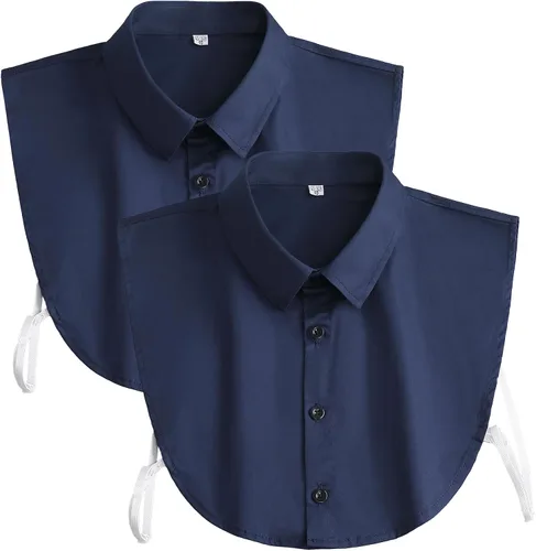 Vista 11 de Cuello Desmontable - Media Camisa Dickey de Algodón para Hombres y Mujeres, 6 Tallas (Plus), Blanco