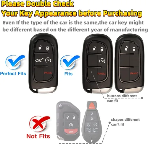Vista 2 de para llavero de Jeep, funda protectora completa de silicona suave compatible con Grand Cherokee Renegade Chrysler Dodge Charge Durango Challenger
