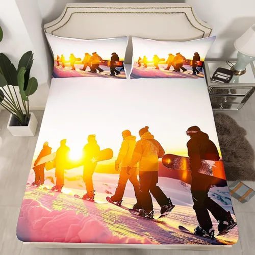 Vista 24 de Erosebridal Sábana bajera ajustable de béisbol tamaño individual, juego de cama de juegos deportivos para niños, niñas, adolescentes y adultos