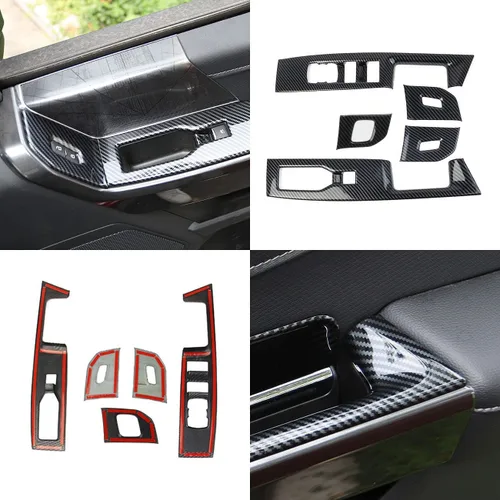 Vista 7 de Cubierta de Panel de Interruptor de Ventana de Puerta Delantera Interior de Fibra de Carbono para Ford F150 2021+ Accesorios de Decoración