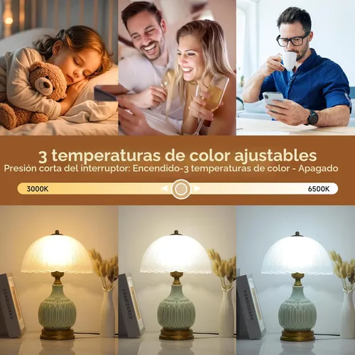 Vista 6 de Lámpara Vintage para Sala de Estar, Lámparas de Mesa de Cerámica Modernas de 16" para Dormitorio, Lámparas Tradicionales Retro de Mesita de Noche