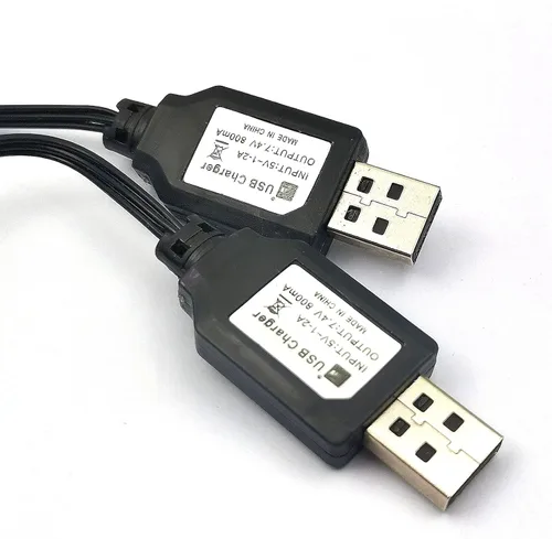 Vista 5 de DEVMO Cable cargador USB de 2 piezas 1A con conector XH-3P compatible con Hosim Q903 Q905 Axial SCX10 2S 7.4V LiPo Batería RC Car Rock Crawler FPV
