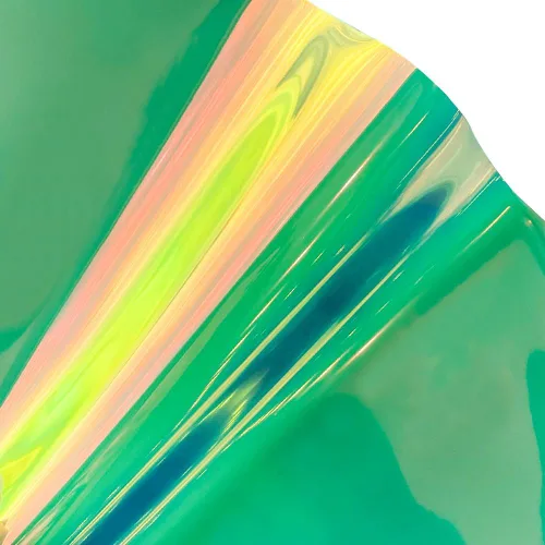 Vista 3 de ONEART Rollo de vinilo transparente holográfico de calibre 30, 12 x 54 pulgadas, tela de plástico TPU transparente iridiscente impermeable para Verde
