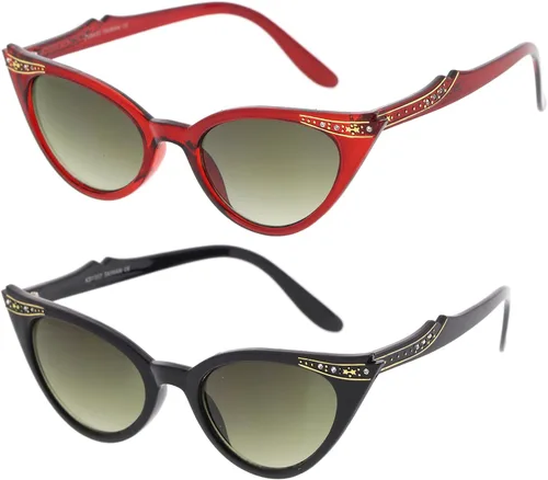 Vista 10 de zeroUV Gafas de sol de ojo de gato con lentes ovaladas con diamantes de imitación retro para mujer, 2.008 in A01 Tortuga/Ámbar