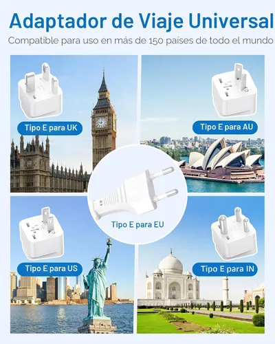 Vista 7 de BESTEK - Adaptador de viaje universal convertidor de voltaje de 100-220 V a 110 V de 250 W con carga USB de 6 A y 4 puertos, 3 tomas de CA y 01 EU