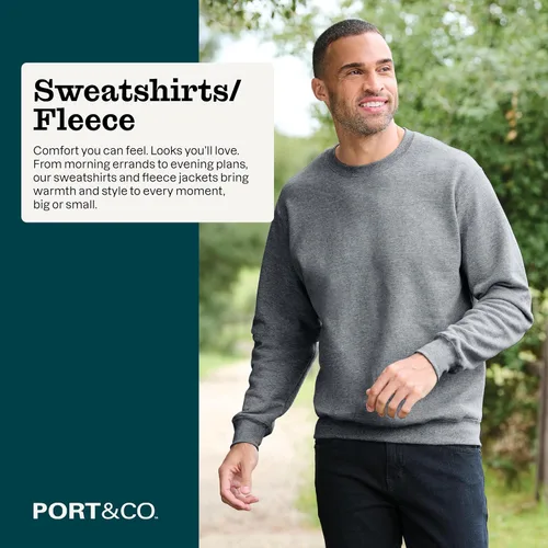 Vista 4 de Port & Company - Sudadera de forro polar con cuello redondo. PC90 Fresno