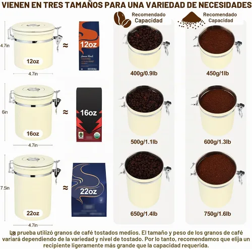Vista 3 de ShanSon Recipiente hermético para café de acero inoxidable, recipiente de almacenamiento de granos de café con cuchara, recipiente de café